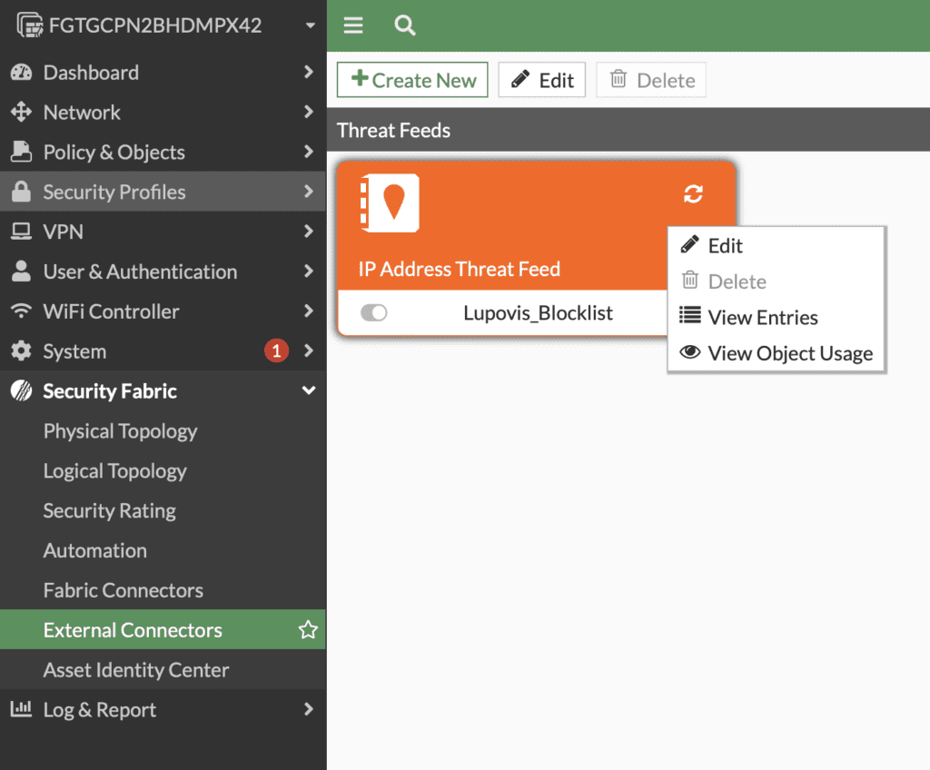 Dynamic IP Blocklists in FortiGate External Connector and IP Address Threat Feed 